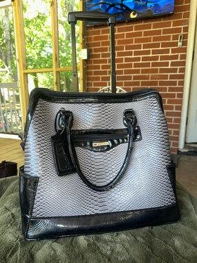 Cabrelli and co grey Black and Silver snake embossed Tote Bag wheeled laptop